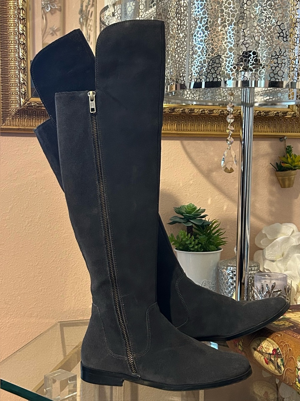 Corso Como Suede Over-the-Knee Zip Boots Size 6
